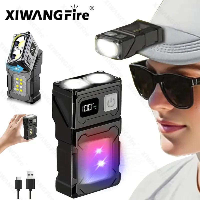 Mini Electronics Gadgets - ミニUSB充電式LED懐中電灯 - ポータブル超高輝度トーチ、テールマグネット付き、サイドCOB緊急ライト＆キャンプランタン