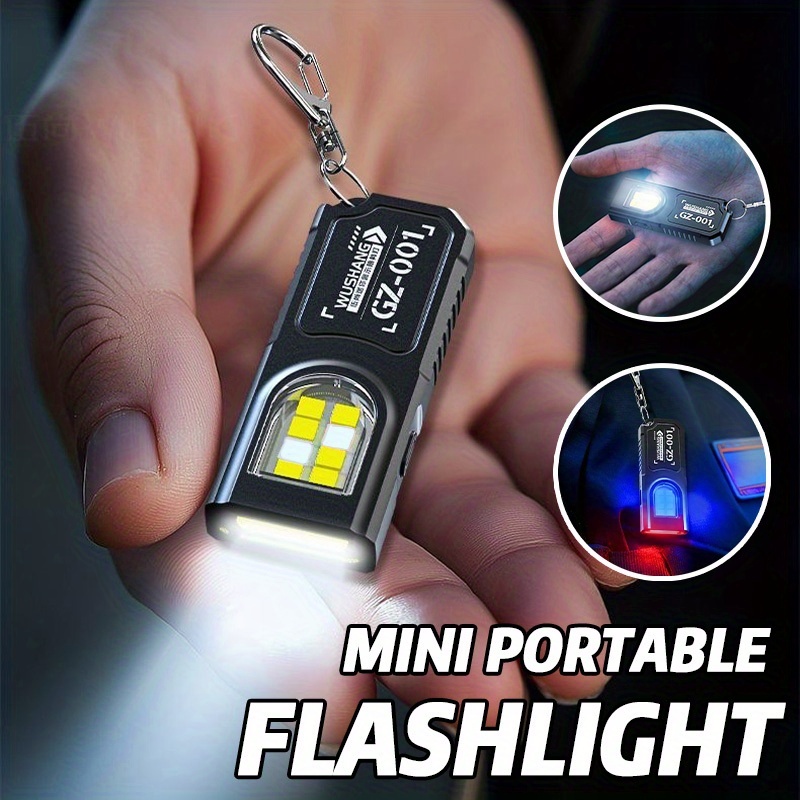 Mini Electronics Gadgets - 強力なミニCOB LEDキーホルダー懐中電灯、USB C充電式、吊り下げ式作業灯、防水キーリング、キャンプ、ウォーキング、ポケットランプ