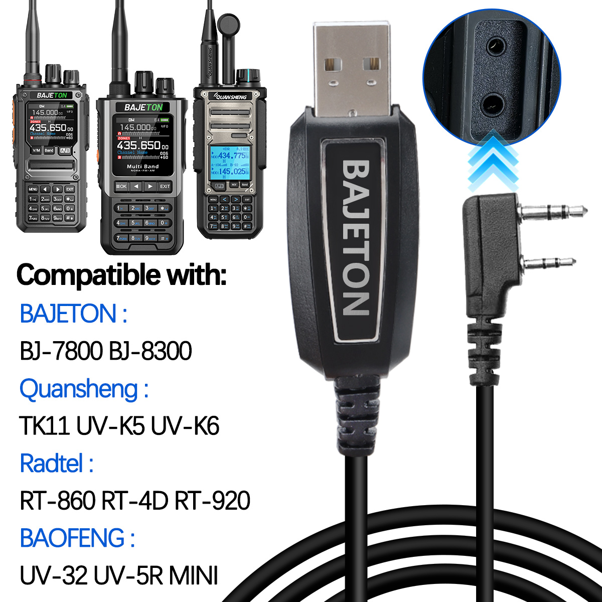 Mini Electronics Gadgets - BAJETON トランシーバー USB プログラミングケーブル K プラグ