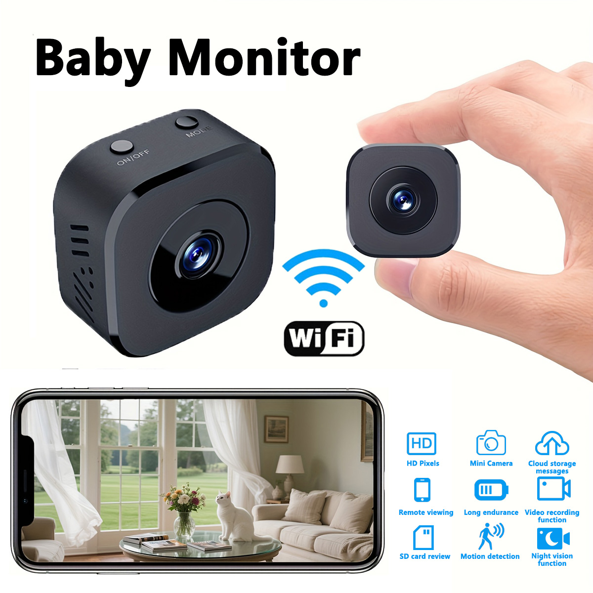 Mini Electronics Gadgets - 1080P HD ミニ WiFi カメラ屋内安全セキュリティ監視ベビーモニターナイトビジョンビデオカメラ IP