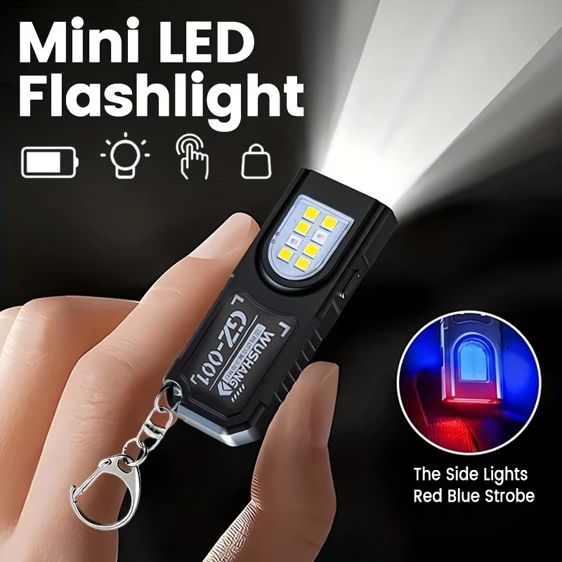 Mini Electronics Gadgets - 多機能キーホルダー懐中電灯 USB 充電式ミニ懐中電灯 COB ワークライト付きキーリングキャンプウォーキングポケットランプ