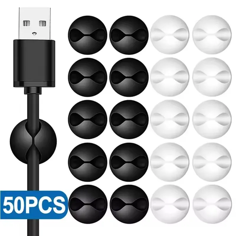 Mini Electronics Gadgets - 5/50 個ミニケーブルオーガナイザーシリコン USB ケーブルワインダー管理クリップマウスキーボードイヤホンヘッドセットワイヤーホルダー用