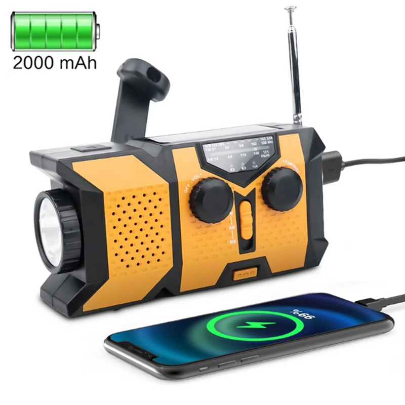 LED懐中電灯付きソーラーハンドクランクラジオ、AM/FM/ - Solar Powered Charger のレビューと価格