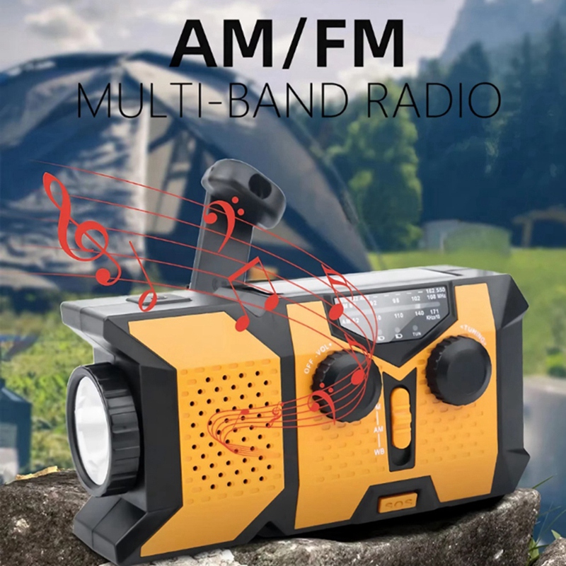 LED懐中電灯付きソーラーハンドクランクラジオ、AM/FM/ - Solar Powered Charger のレビューと価格