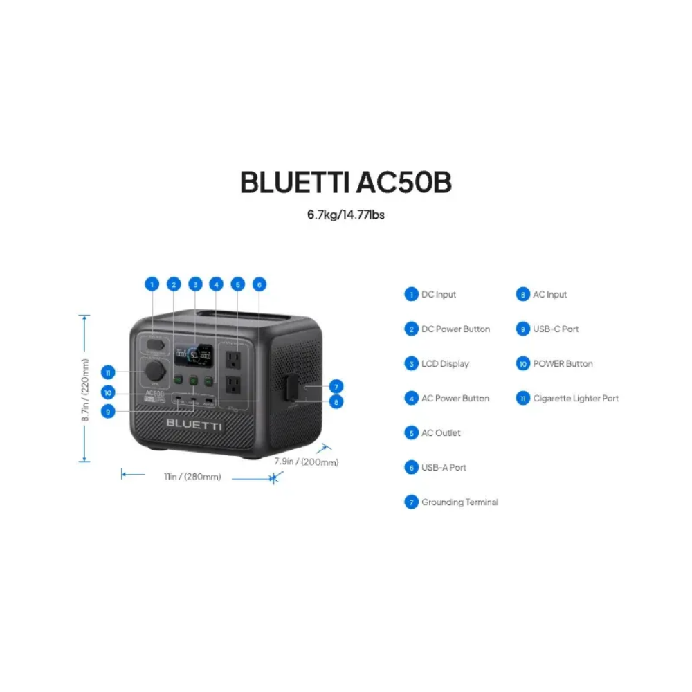 BLUETTI AC50B ポータブル電源 700W 448 - Solar Powered Charger のレビューと価格
