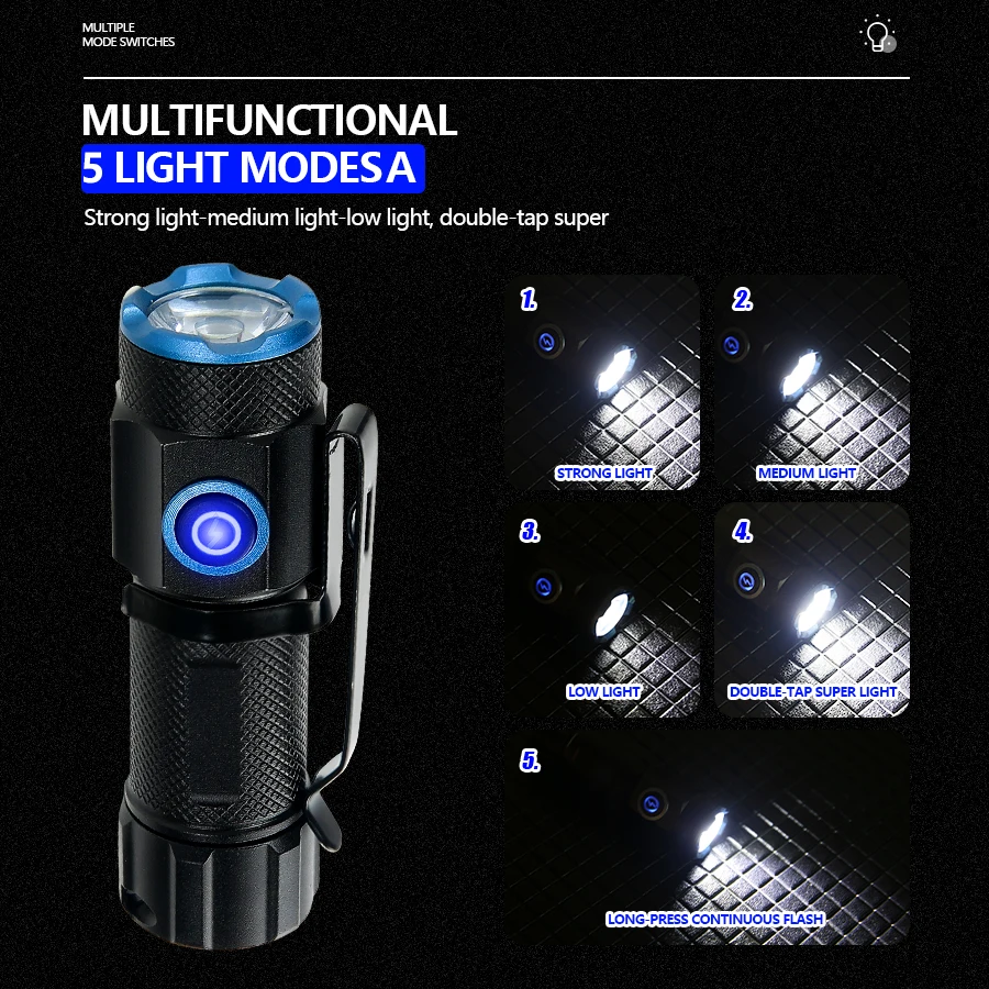 20 ワット超高輝度 P50 LED 懐中電灯ミニ充電式テー - Mini Electronics Gadgets のレビューと価格