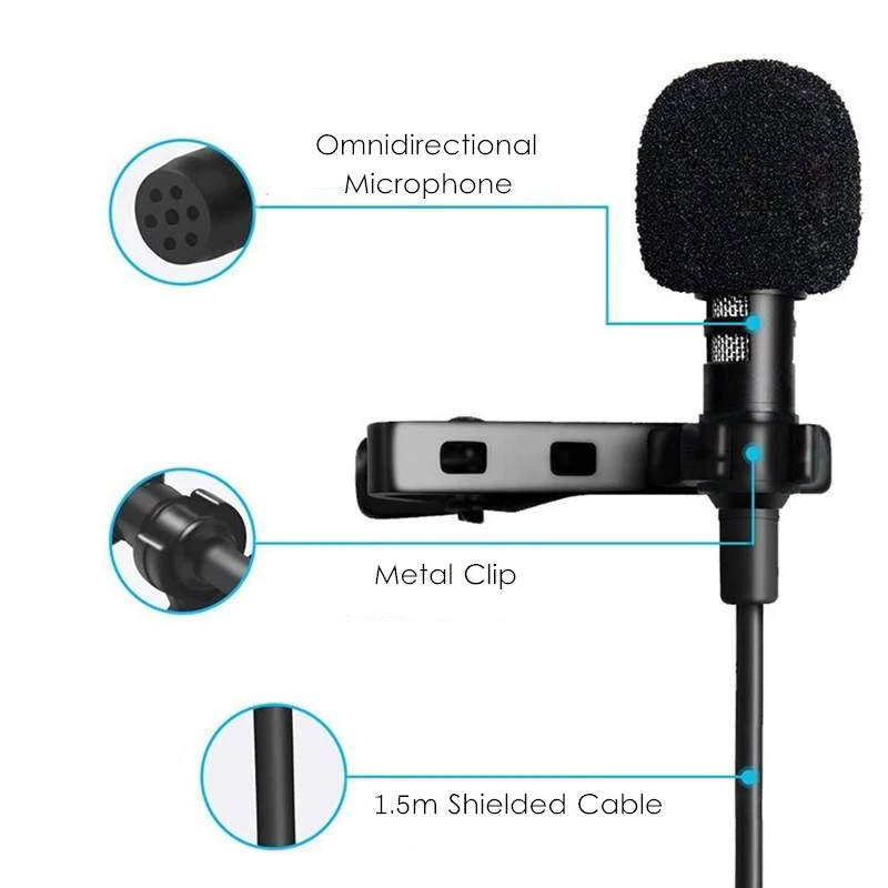 1.5mミニポータブルラベリアマイクコンデンサークリップオン - Mini Electronics Gadgets のレビューと価格
