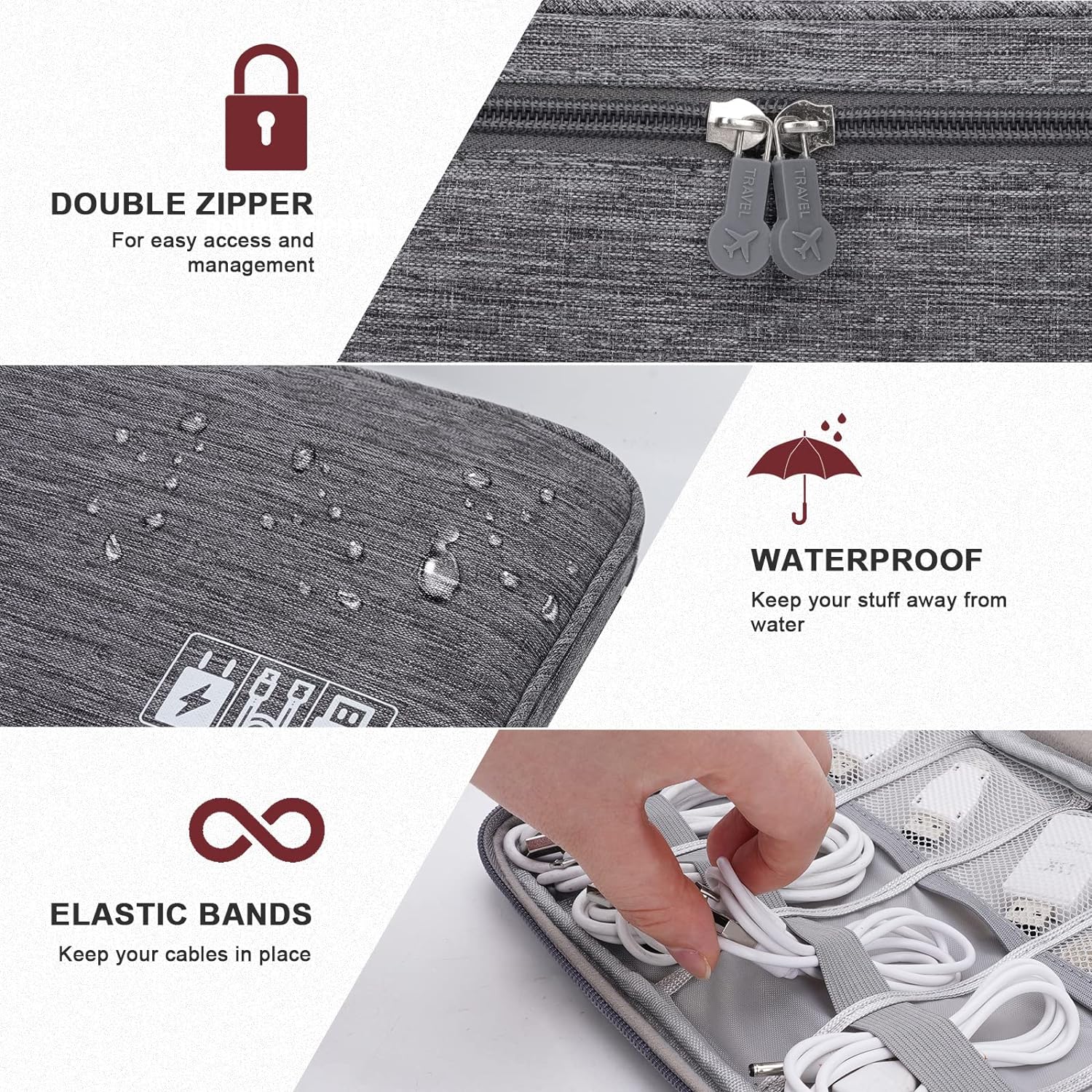 ポータブルデジタル収納バッグ USB ガジェット防水ケーブル - Electronics And Gadgets With I のレビューと価格
